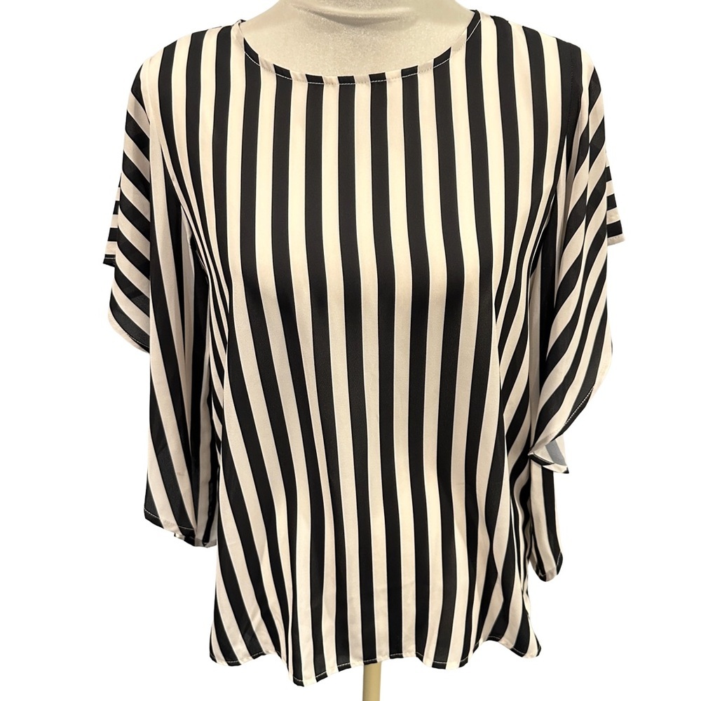 Insight Black & Off White  Striped Coastal‎ Blouse
